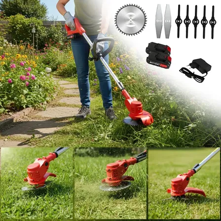 Roçadeira Cortador De Grama 2 Bateria 48v Knakasaki Completa Cor Vermelho 127/220v