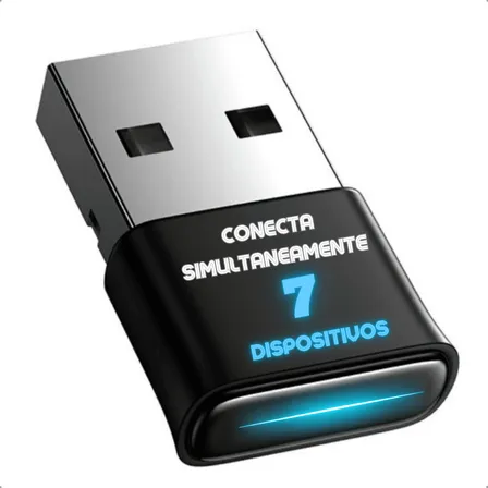 Adaptador Receptor Bluetooth 5.1 Usb Dongle Para Pc Notebook Conecta Até 7 Dispositivos Simultâneos Original