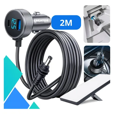 Cabo Carregador 3 Em 1 Veicular Cinzeiro Starlink Mini Compativel Usb Tipo C 12v 24v Cinzero Carro Suporta Pd 72w Creator Brasi