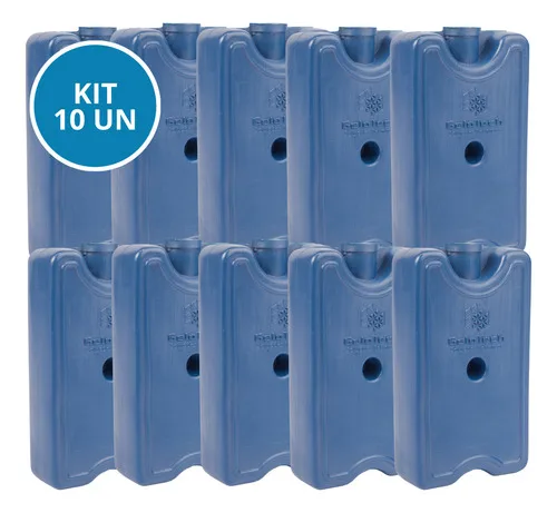 Kit 10 Gelo Placa Gel Artificial Reutilizável Rígido 200ml Azul