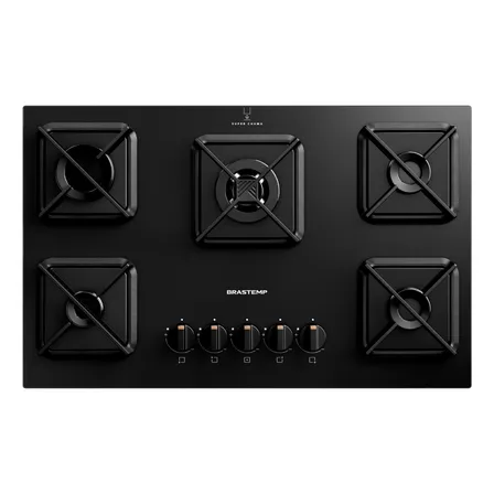 Cooktop Brastemp 5 Bocas A Gás Bds75ae Ferro Fundido E Sup Preto 127/220v