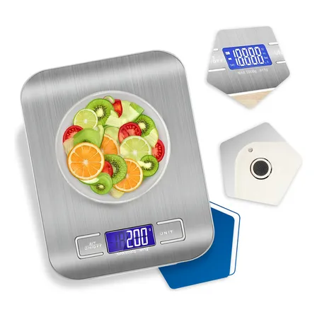 Balança Digital Cozinha Fitness Inox 10kg Alimentos Visor Grande Alta Precisão Pesar Dieta Portátil Prateada Pilha Nixzen 10 Kg