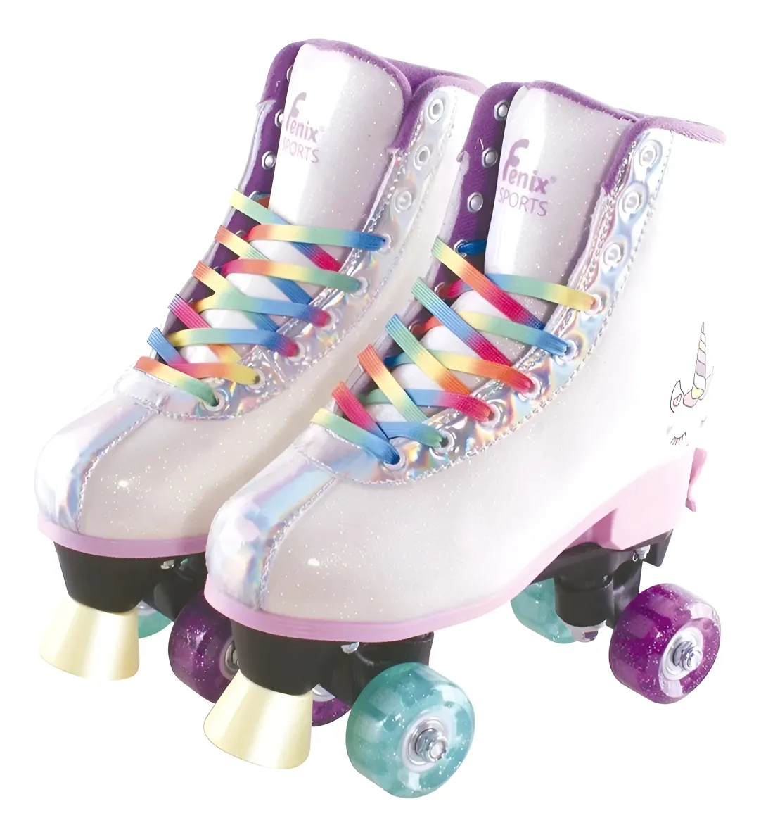 Patins Quad 4 Rodas Ajustável Leds Fenix Tamanho 31-34 Branco