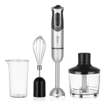 Mixer De Mão Portátil 8 Velocidades 3 Em 1 Inox 800w Kookin KNHB1008 Multifuncional Com Função Turbo E Lâminas Aprimoradas 2 Afiadas + 2 Reforçadas Em Aço Inox 304 (127V)