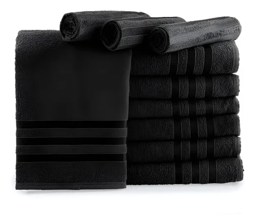 Kit 10 Toalhas De Rosto Para Salão 45x70 - Europa - Color Cor Preto