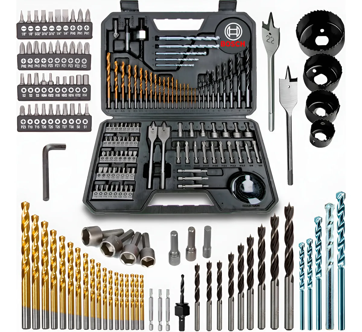 Jogo De Brocas Bits 103 Peças Bosch Com Maleta Profissional