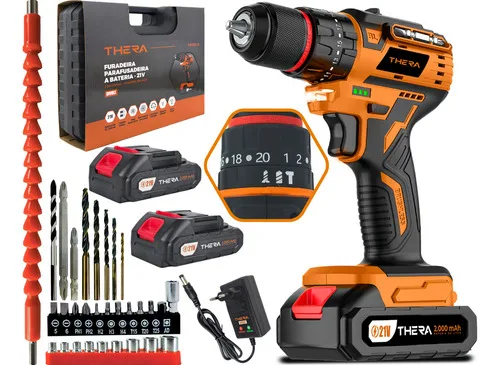 Parafusadeira Furadeira de Impacto Thera Brushless 21V Bivolt 2 Baterias