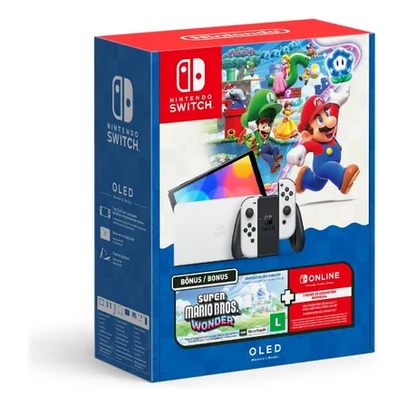 Console Nintendo Switch Oled Nintendo Bundle Super Mario Bros Wonder 3 Meses Nintendo Switch Online 64gb Branco