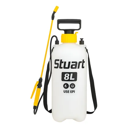 Pulverizador Agrícola Bomba Lateral De Veneno 8 Litros Borrifador Profissional Dedetização Portátil Jardim Horta Plantas Cor Branco E Amarelo - Stuart