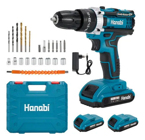 Parafusadeira Furadeira Impacto 2 Baterias Profissional 21v Cor Azul-petróleo Frequência 60 Hz