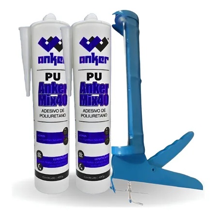 2 Adesivo Silicone Selante Pu40 Uso Geral + Aplicador