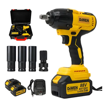 Chave De Impacto E Parafusadeira A Bateria 21v 4ah Brushless 650nm Amarelo 50hz/60hz Sem Escova 2 Baterias 127/220v