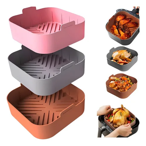 Kit 3 Forma De Silicone Air Fryer Antiaderente Microondas Boa Dica
