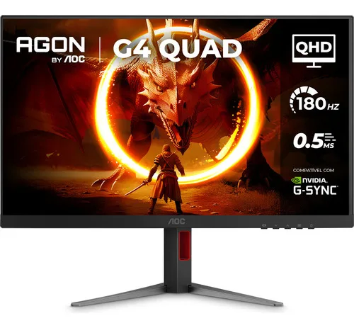 Monitor Gamer Aoc Agon Quad 27'' 180hz Base Ajustável Q27g4f Preto 127/220v