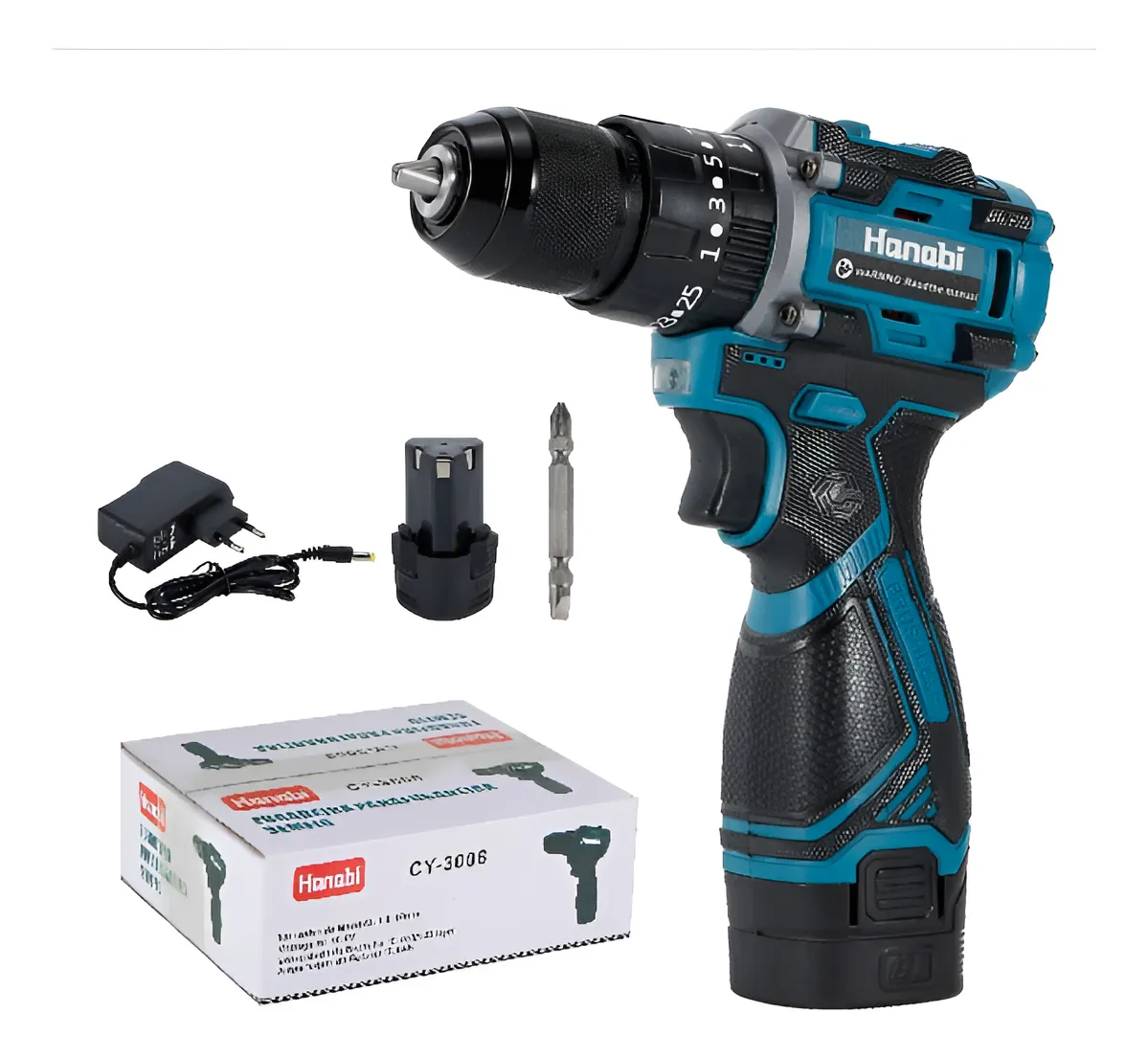Parafusadeira Sem Fio Hanabi Brushless 2 Baterias Cy-3006 Azul-turquesa 127/220v