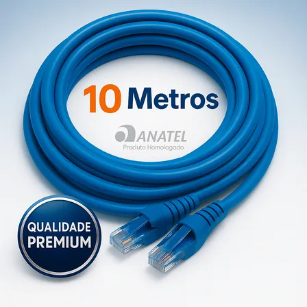 Cabo De Rede Internet 10 Metros Rj45 Cat E Ethernet Alta Velocidade Lan Cabo Dr Hank Conexão Estável Para Roteador Computador Notebook Instalação Doméstica E Profissional