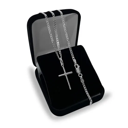 Corrente De Prata 925 Masculina Legítima Italiana + Pingente Crucifixo Cordão Correntinha Maciça Com Cruz Colar Grumet 1x1 Escamada Escama 60cm