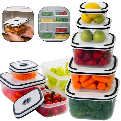 Kit 5 Potes Herméticos Com Tampas De Vedação Para Frezzer E Micro-ondas Quadrado - Aero Home