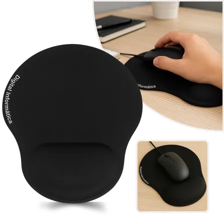 Mouse Pad Com Apoio Ergonômico Em Gel Para Punho Antiderrapante Confortável Para Escritório Gamer Estudo Trabalho Cor Preto Digital Informatica Slim