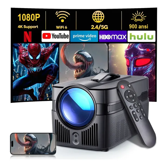 Projetor Profissional Magcubic Hy450c Smart Tv Hd 4k Wifi 6 Bt5.2 23000lm Projetor De Escritório De Cinema Doméstico Ao Ar Livre Nativo 1080p Con Controle Remoto Preto 127/220v