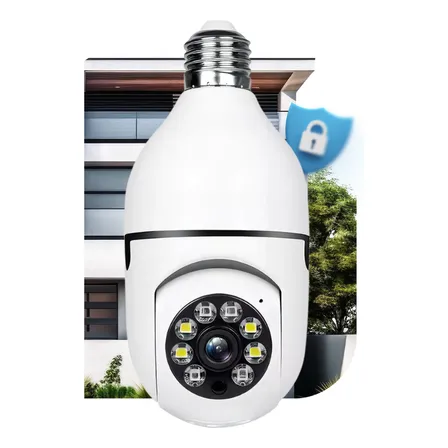 Câmera de Segurança Lâmpada Maxnova Wi-Fi 360° Full HD Visão Noturna Sensor Movimento
