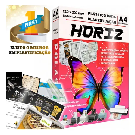 Plástico Para Plastificação Pouch Film A4 220x307mm 125 Micras Pacote Com 100 Unidades Protege Documentos Fotos E Materiais Oferecendo Durabilidade Brilho E Resistência Contra Umidade E Rasgos
