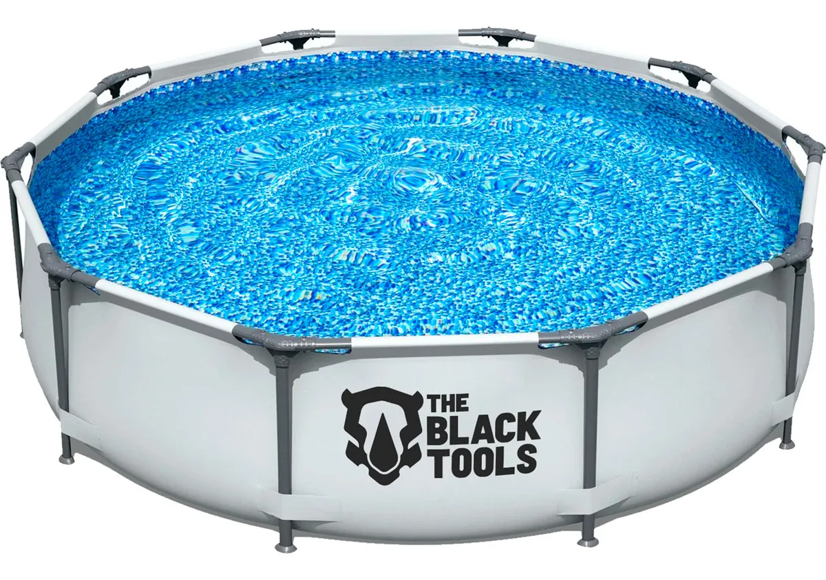 Piscina Estruturada Redonda Circular Aço Pvc Cinza 4690l 76x300cm Fácil De Montar Tbt-002 The Black Tools