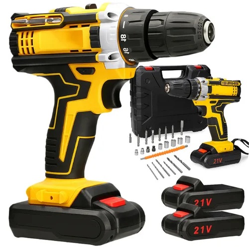 Parafusadeira Furadeira Profissional 2 Baterias Sem Fio Com Maleta De Ferramentas Multiuso - Aero Home