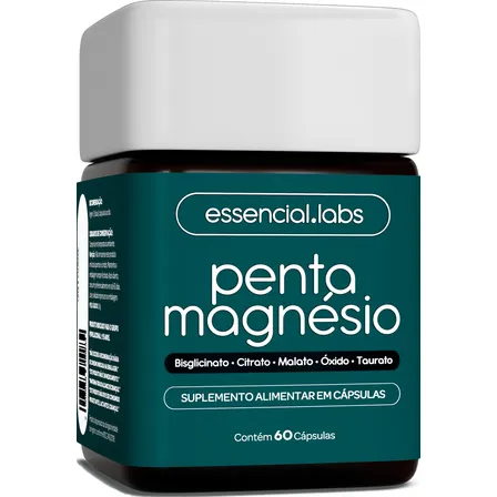 Penta Magnésio - Dimalato + Bisglicinato + Citrato + Taurato + Óxido De Magnésio - A Combinação Perfeita De 5 Magnésios Com Máxima Pureza E Biodisponibilidade - 60 Cápsulas Sem Sabor