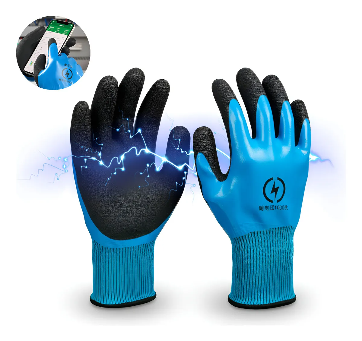 Luvas Borracha Isolante P/ Eletricista Suporta Tensão 1000v - Preto