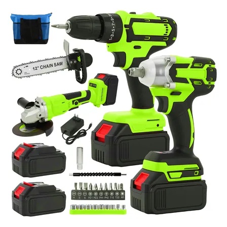 Truerza Parafusadeira Furadeira De Impacto+chave Impacto+esmerilhade, 2 Baterias Com Bolsa Para Ferramentas 29 Peças Cor Fluorescente