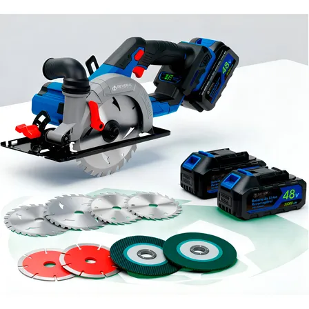 Serra Circular Profissional Several Importados 48v Brushless Com 2 Baterias Recarregáveis