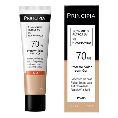 PRINCIPIA, Protetor Solar Facial FPS70 PS-05 Cor 2.0 c/ 30ml