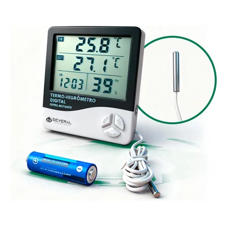 Relógio Termo Higrômetro Digital Com Sensor Externo Interno Medidor De Temperatura Umidade Ar Termômetro De Ambiente Several Importados