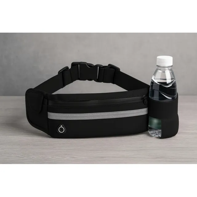 Pochete Esportiva Slim Impermeável Celular Acessórios Fitness Academia Treino Corrida Caminhada Unissex Moderna Bolsa Transversal Cintura Moda Blogueira Marca Lemon Shark Cor Preta Preto Lisa