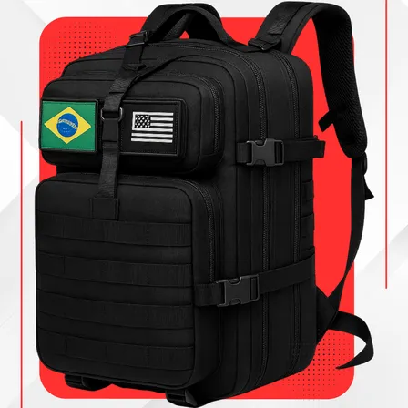 Mochila Tática Impermeável Militar Reforçada Grande 50 Litros Masculina Feminina Anne Preto