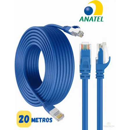 Cabo De Rede Lan 20 Metros Internet Rj45 Ethernet Crimpado Reforçado De Alta Qualidade Personalized View