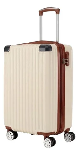 Mala Bordo Para Viagem 10kg Padrão Anac 55x35x25 Cm Expansível E Com Rodas Removíveis 360° Design Luxuoso Abs Leve Viagem Aérea Sem Despachar Tamanho Pequena De Mão Cor Bege 2075