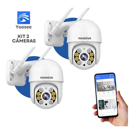 Kit 2 Câmeras Ip Yoosee Prova D’água Infravermelho Externa Wifi Branco