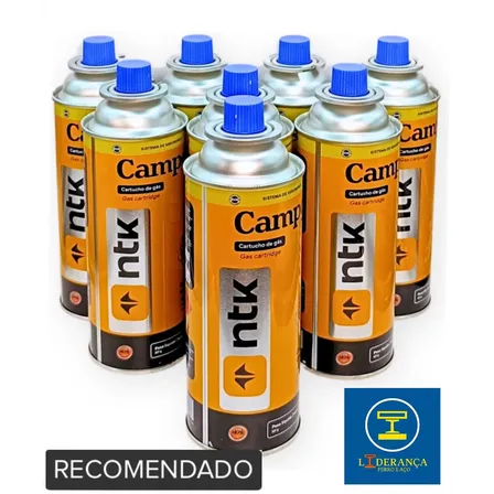 Kit 8 Latas Refil Carga Para Maçarico Portátil Culinário E Para Fogareiro Fogão De Camping 227g Marca - Liderança Ferro E Aço