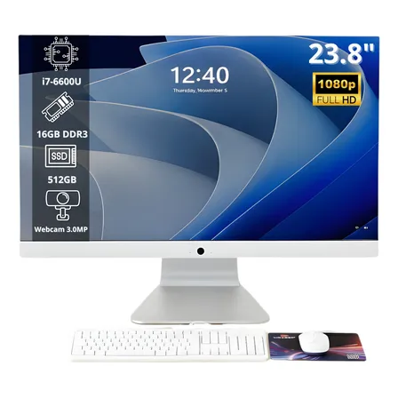 Computador Pc All In One 23.8 I7 16gb Ssd 512gb Full Hd Aio Branco
