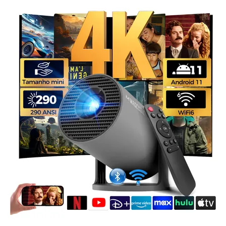 Projetor Magcubic Smart Mini Portátil Hy300pro Led 290ansi 4k Full Hd Android Wi-fi6 Bluetooth5.4 Home Theater Cinema Em... Cinza 127/220v