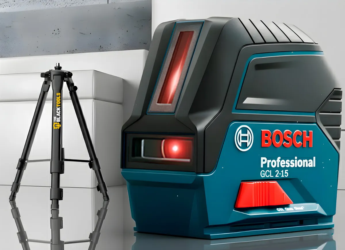 Kit Nível A Laser Profissional Vermelho 2 Linhas Bosch Esquadro + Suporte + Tripé Autonivelante Btr120p The Black Tools