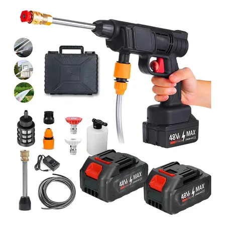Lavadora A Jato De Alta Pressão Portátil Recarregável 2 Baterias Com Maleta Mini Elétrica De Lavar Carro Profissional... Preto 127/220v 50hz/ 60 Hz