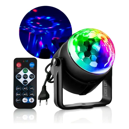 Mini Globo Jogo De Luz Bola Giratorio Festa Balada Dj Led Rgb Colorido Com Controle Remoto Pisca Conforme Ritmo Da Musica Projetor Bola Maluca Discoteca Globinho Rotativo Eventos Art Light 127/220v