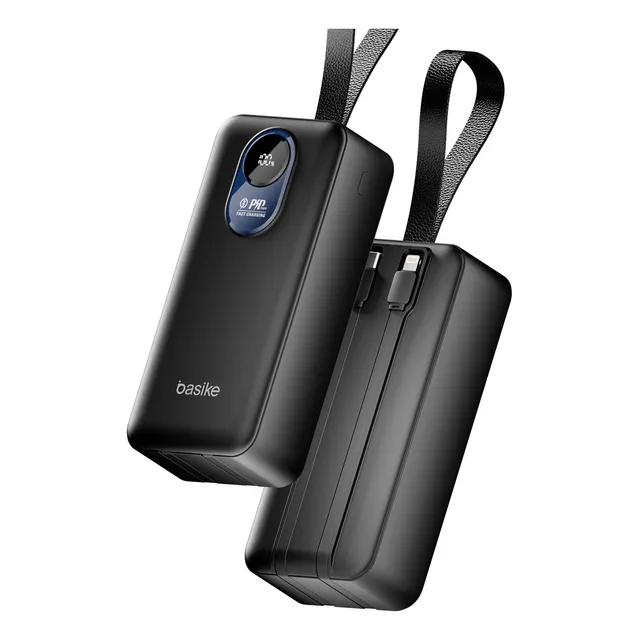 Power Bank Basike Portátil, 30.000mah 22.5w, Carregador Portátil Com Cabos Embutidos, Carregador Essencial Para Viagens, Compatível Com iPhone 17/16/15/14/13, iPad, Macbook, Galaxy, Outros Preto