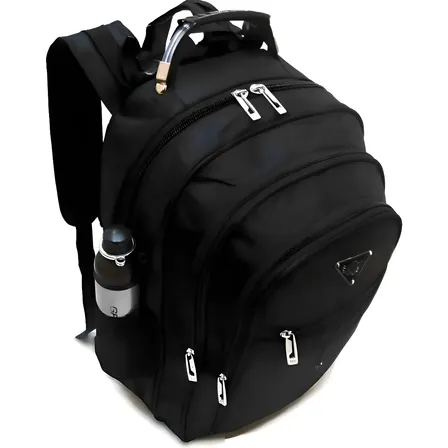 Mochila Masculina Impermeável Faculdade Alça De Aço Resisten Preto Liso