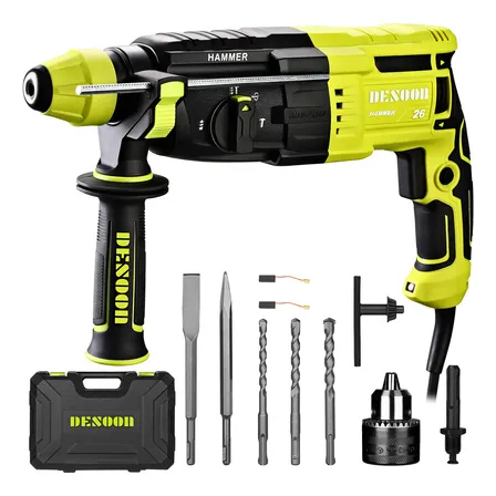 Martelete Perfurador Rompedor Elétrico 1200w Professional Martelo 3j Sds-plus 5500bpm 3 Funções Modos Luz Led Com Maleta E Acessorios Desoon