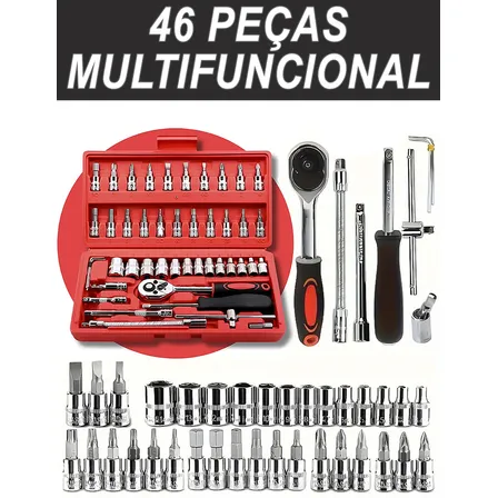 Kit Ferramenta 46 Peças Space Eye Aço Cromado Maleta Portátil