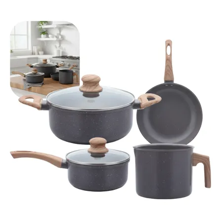 Jogo De Panelas Indução Tuut Ecoglid 4 Peças Cor Granite